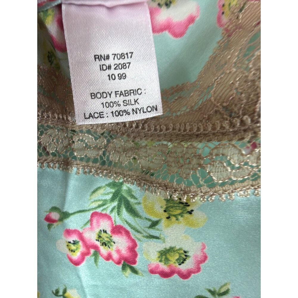 Vintage Victoria's secret 100% Silk Floral Lace Trim Chemise Slip Dress Size L - Picture 6 of 12